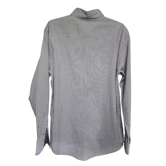 Dockers Men’s Large Dress Shirt Blue Gray Stripe Long Sleeve Wrinkle Free - Picture 5 of 6